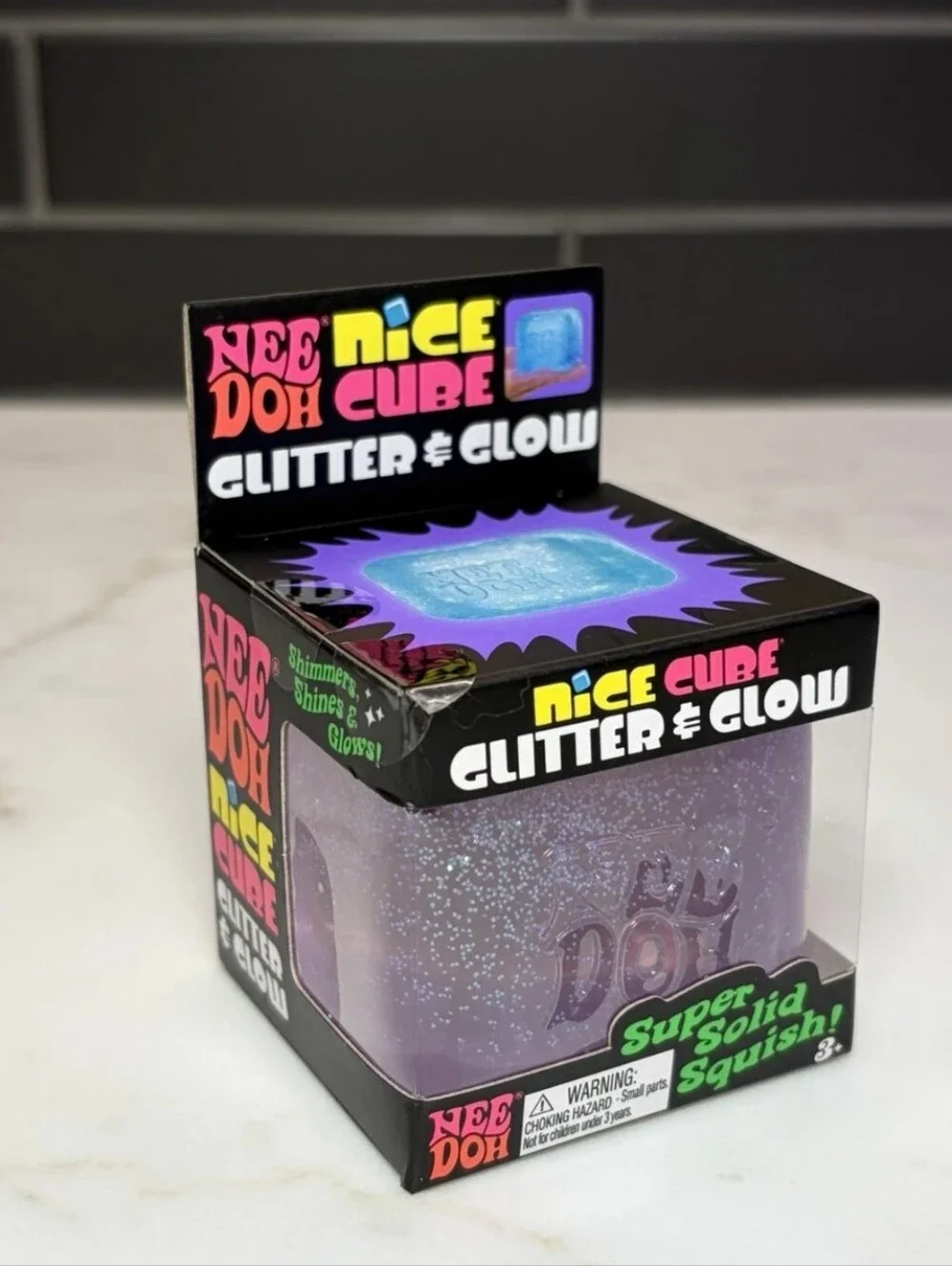 Nice Cube Glitter & Glow Squishy PURPLE